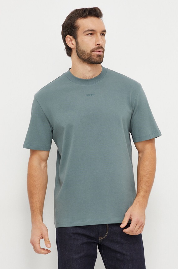 Odzież HUGO T-shirt męski bawełniany Dapolino 50488330 zielony