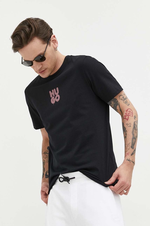 HUGO t-shirt bawełniany czarny 50488904