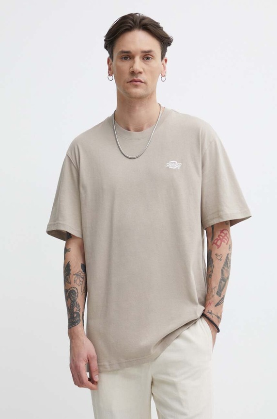 Bavlněné tričko Dickies kulatý béžová DK0A4YAIBLK1