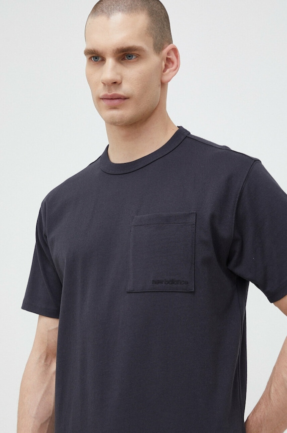 Bavlněné tričko New Balance černá MT23567PHM