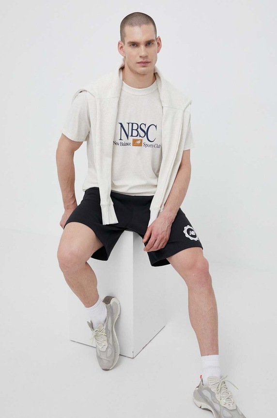 New Balance t-shirt bawełniany MT31558OTH beżowy SS23