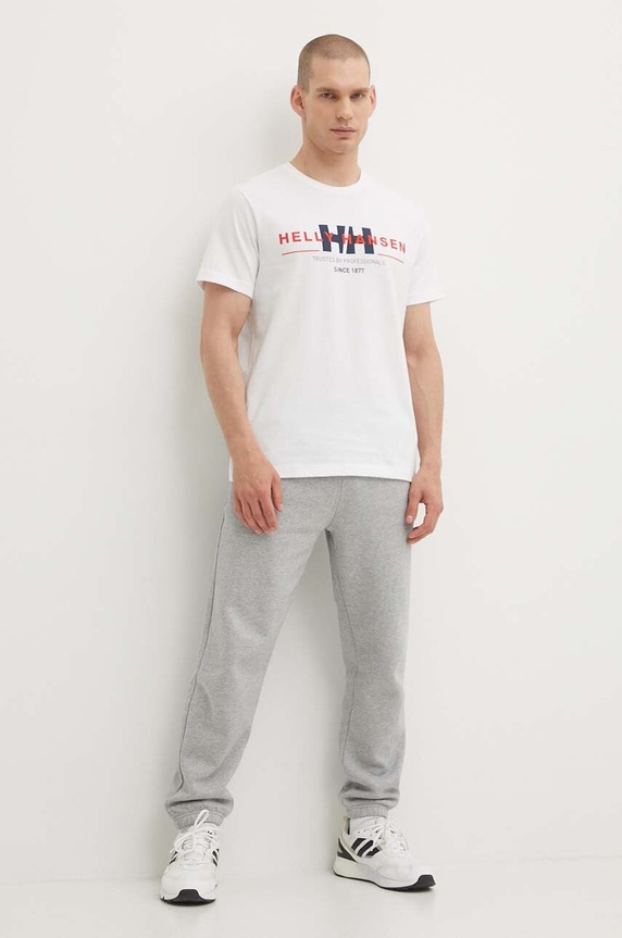 Bavlněné tričko Helly Hansen 53936 bílá AW24