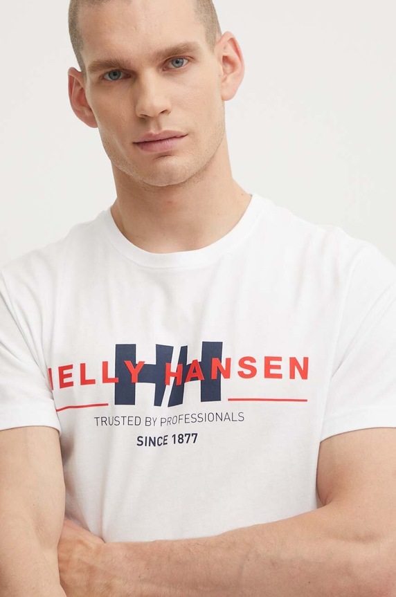 Bavlněné tričko Helly Hansen bílá 53936