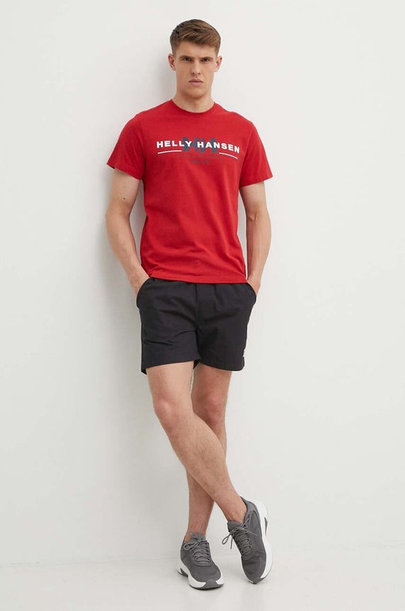 Bavlněné tričko Helly Hansen 53936 červená AW24