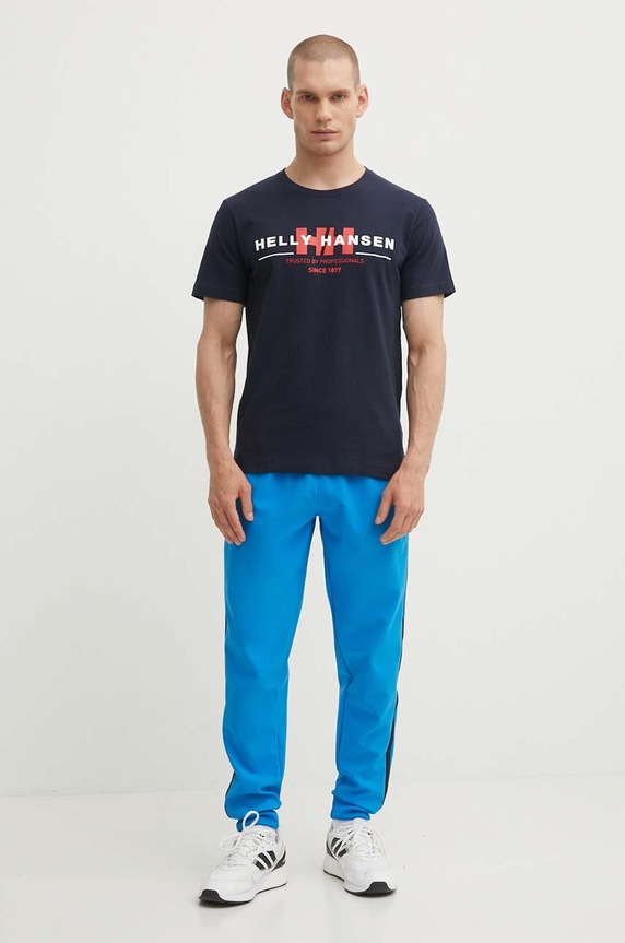 Helly Hansen tricou din bumbac 53936 bleumarin AW24