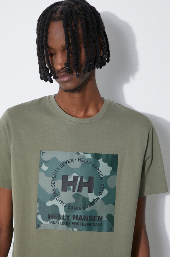 Хлопковая футболка Helly Hansen 53936 зелёный