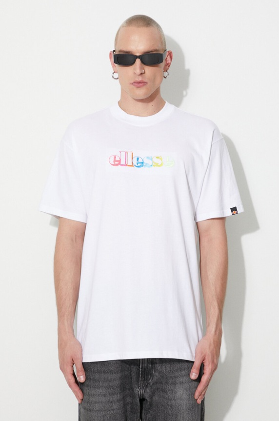 Bavlnené tričko Ellesse relaxed biela SHR17642