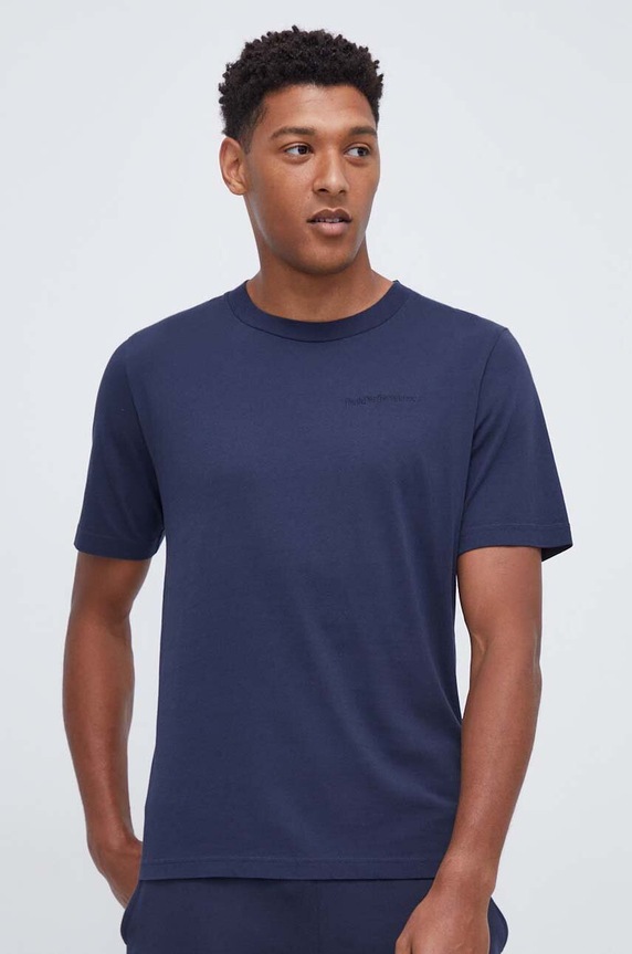 Peak Performance t-shirt bawełniany bawełna granatowy G78908