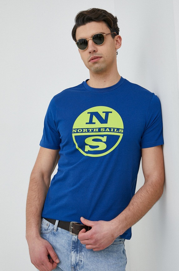 North Sails t-shirt bawełniany nadruk niebieski 692837