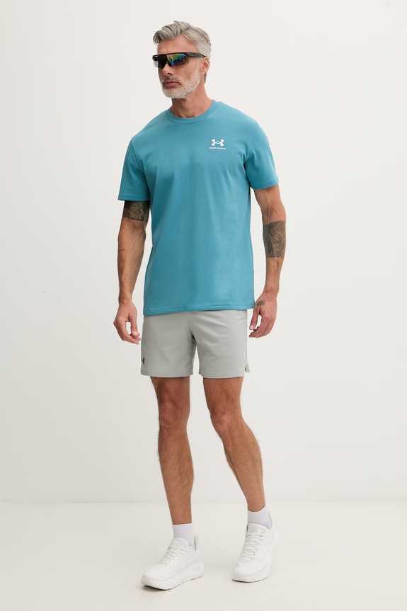 Under Armour t-shirt γυμναστικής Ανδρικό UA LOGO EMB HEAVYWEIGHT 1373997 τιρκουάζ SS26