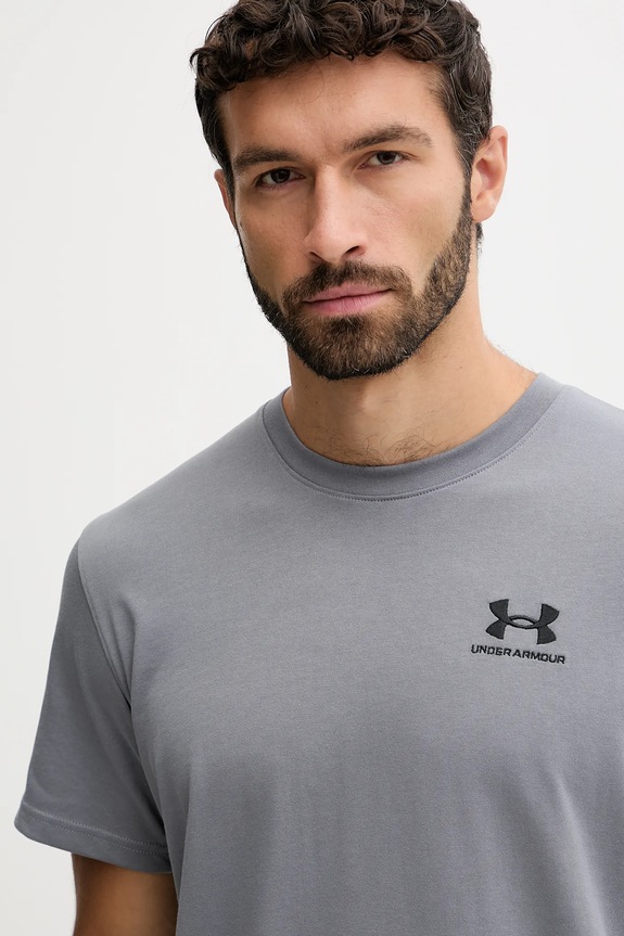 Under Armour tréningové tričko pánske UA LOGO EMB HEAVYWEIGHT sivá 1373997