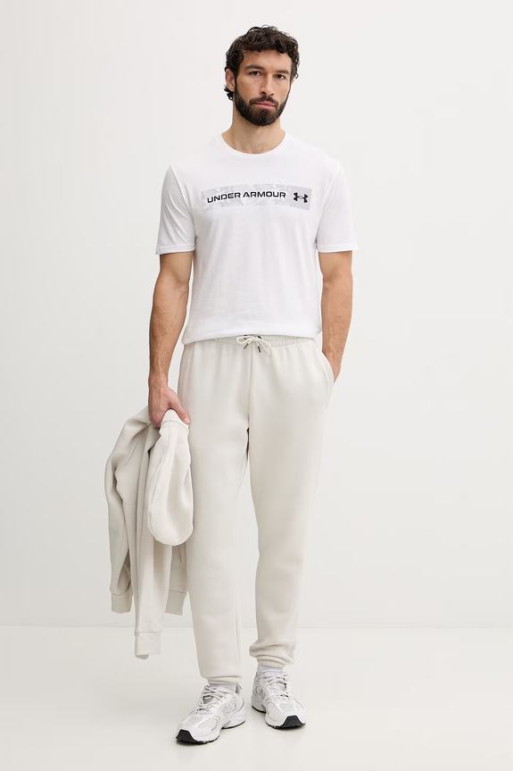 Under Armour T-shirt męski z bawełną CAMO CHEST 1376830 biały SS26