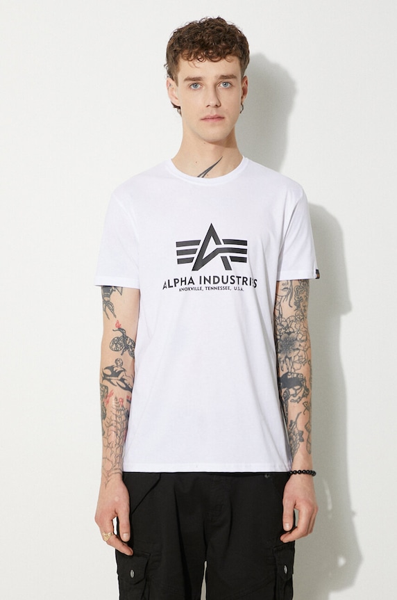 Бавовняна футболка Alpha Industries надрук білий 100501.