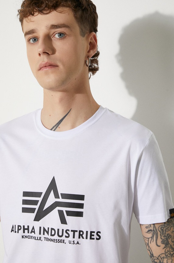 Бавовняна футболка Alpha Industries білий 100501.