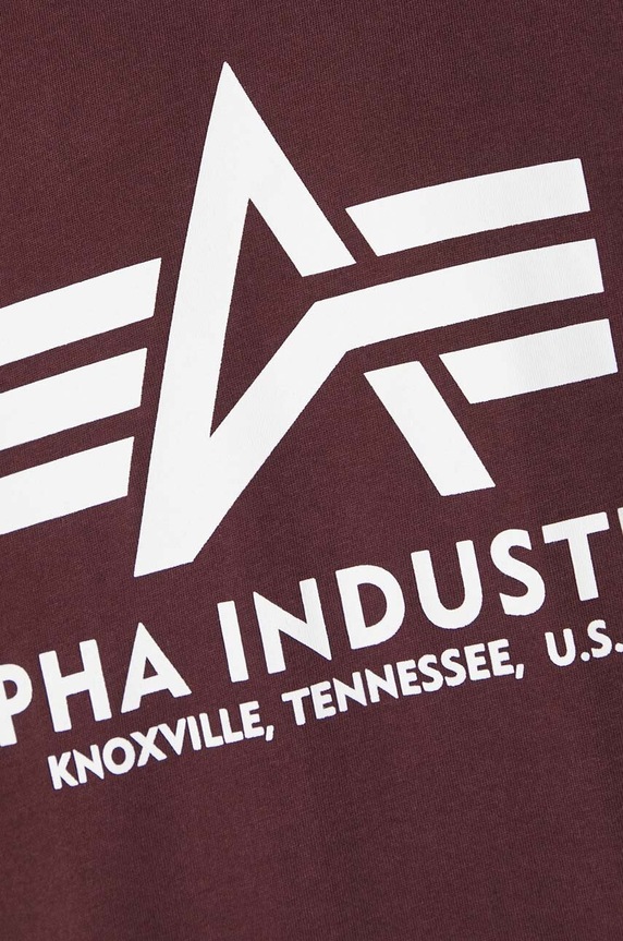 Хлопковая футболка Alpha Industries Basic T-Shirt 100501.21 бордо