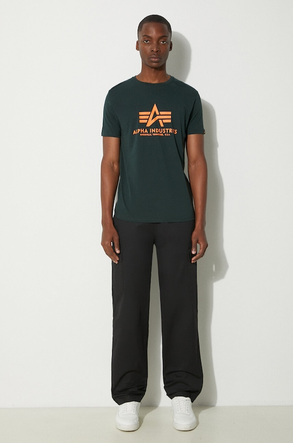 Бавовняна футболка Alpha Industries 100501.353 зелений SS25