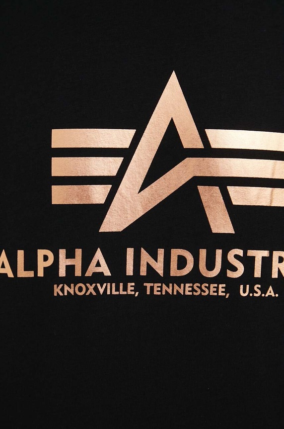 Βαμβακερό μπλουζάκι Alpha Industries 100501FP.365 μαύρο