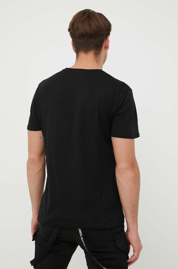 Oblačila Bombažna kratka majica Alpha Industries Basic T-Shirt Foil Print 100501FP.530 črna