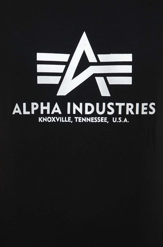 Bombažna kratka majica Alpha Industries Basic T-Shirt Foil Print 100501FP.530 črna
