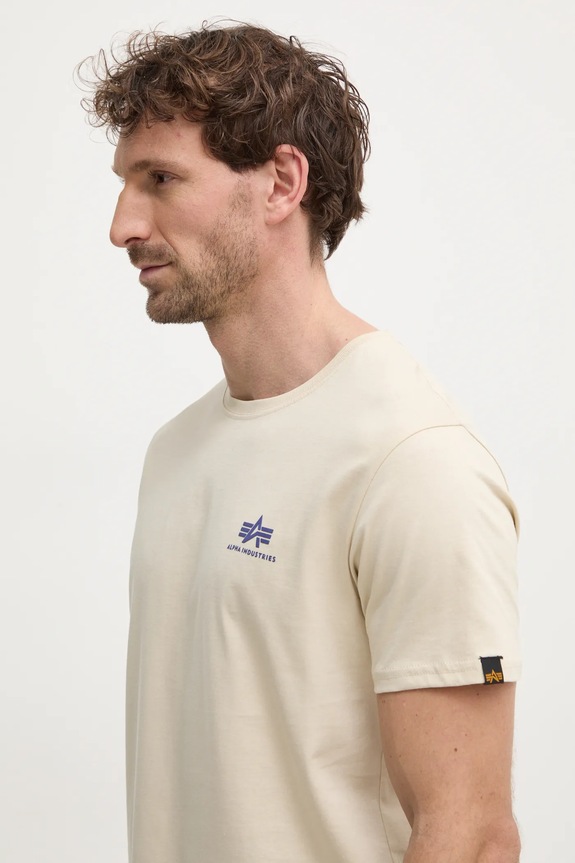Βαμβακερό μπλουζάκι Alpha Industries μπεζ 188505