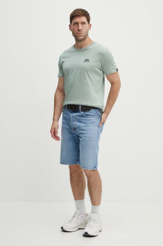 Βαμβακερό μπλουζάκι Alpha Industries 188505 πράσινο SS26