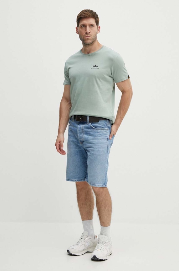Βαμβακερό μπλουζάκι Alpha Industries 188505 πράσινο SS26