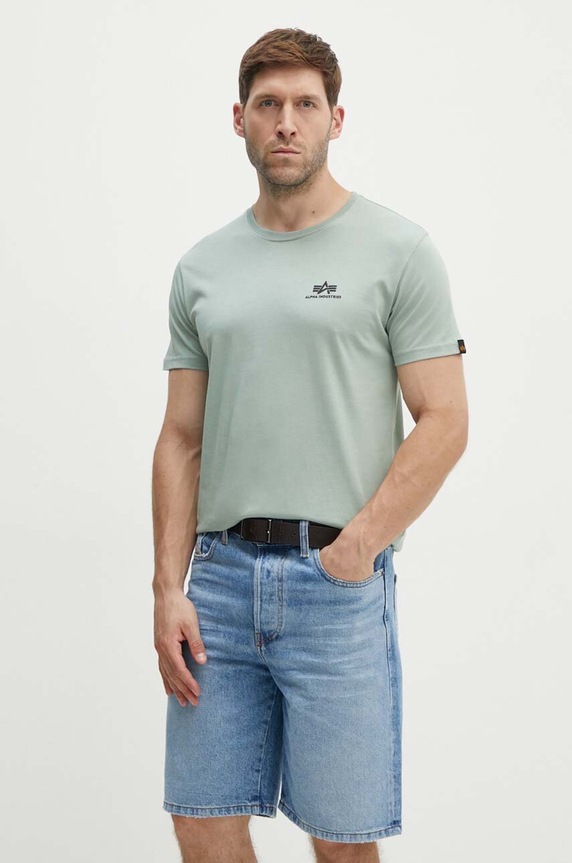 Βαμβακερό μπλουζάκι Alpha Industries πράσινο 188505