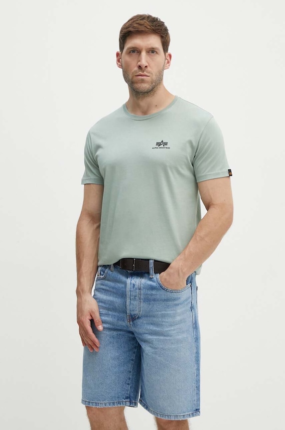Βαμβακερό μπλουζάκι Alpha Industries πράσινο 188505