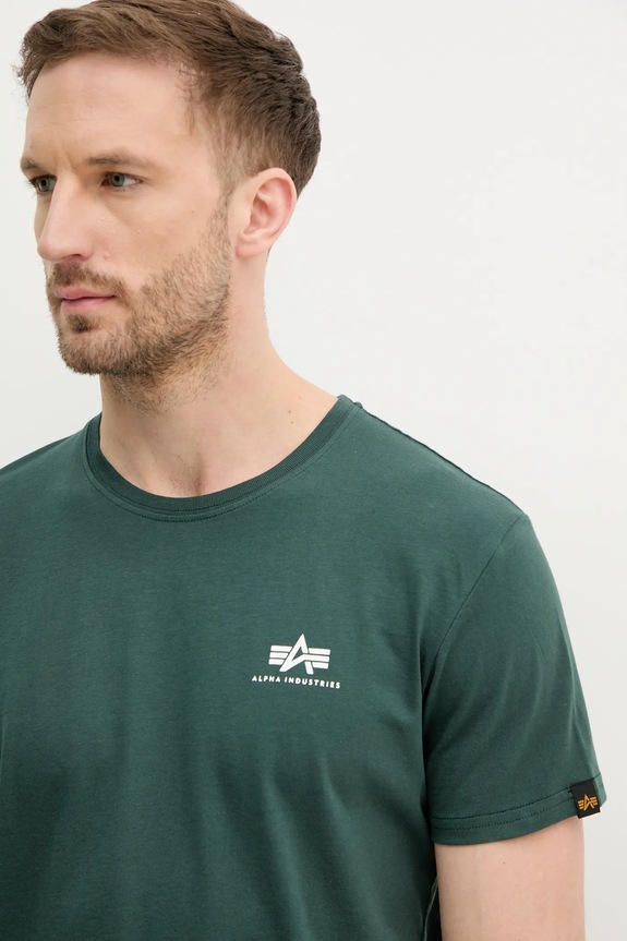 Хлопковая футболка Alpha Industries зелёный 188505