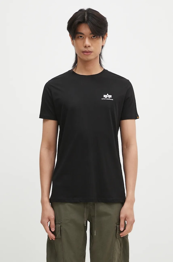 Bavlněné tričko Alpha Industries Basic T Small Logo regular černá 188505