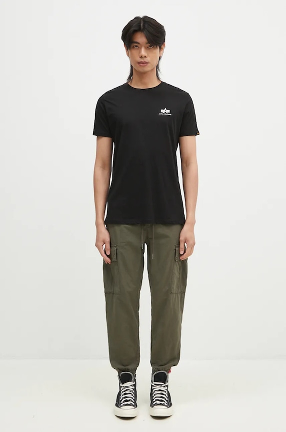 Bavlněné tričko Alpha Industries Basic T Small Logo 188505 černá