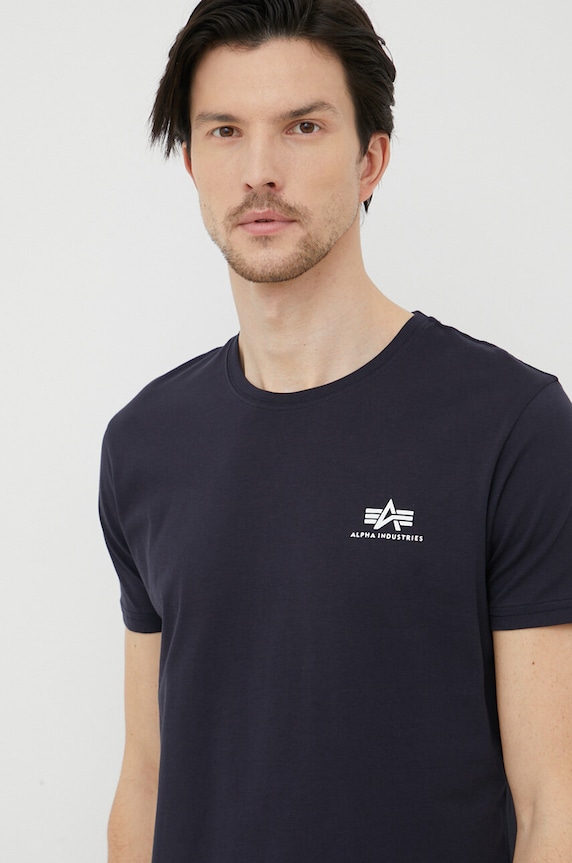 Alpha Industries pamut póló Basic T Small Logo pamut sötétkék 188505.07