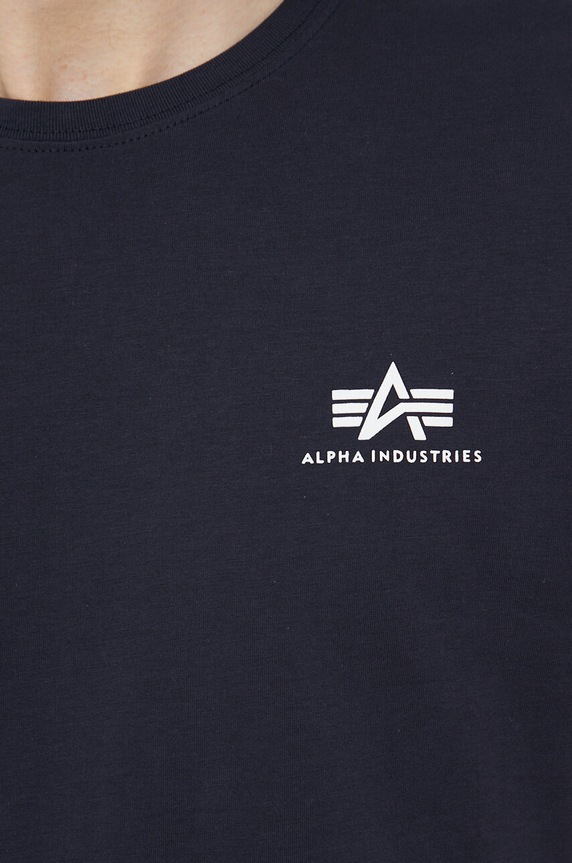 Alpha Industries pamut póló Basic T Small Logo 188505.07 sötétkék