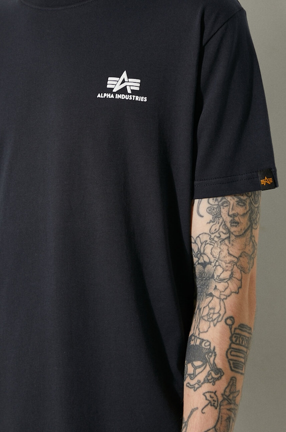 Bavlněné tričko Alpha Industries Basic T Small Logo 188505.07 námořnická modř