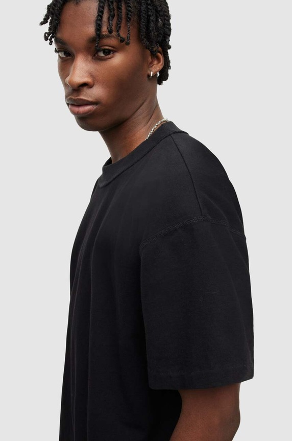 AllSaints t-shirt bawełniany ISAC SS CREW MD105V czarny SS25