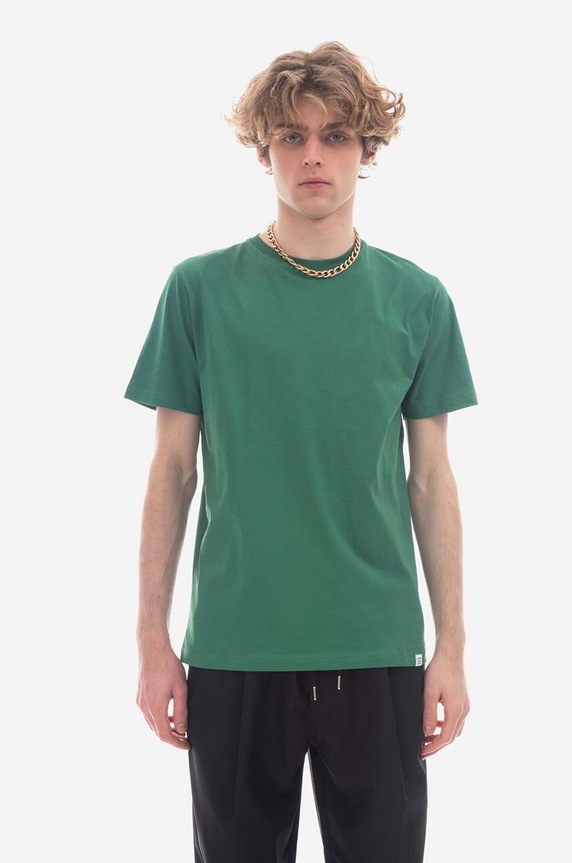 Bavlněné tričko Norse Projects Niels Standard hladký zelená N01.0559.8082
