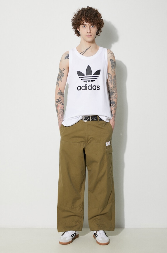 adidas Originals top bawełniany Adicolor Classics Trefoil Tank Top IA4808 biały SS23