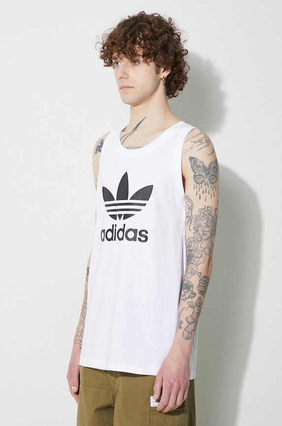 adidas Originals top bawełniany Adicolor Classics Trefoil Tank Top biały IA4808