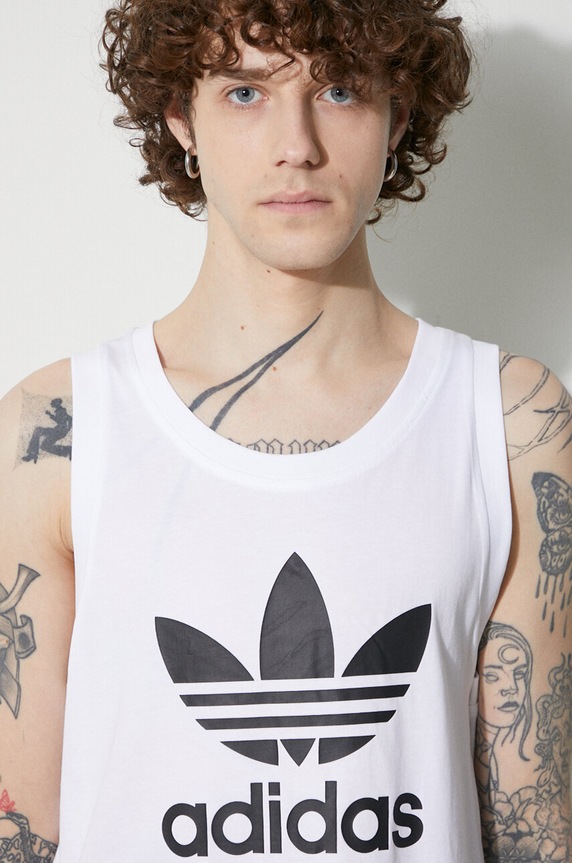 adidas Originals top bawełniany Adicolor Classics Trefoil Tank Top IA4808 biały