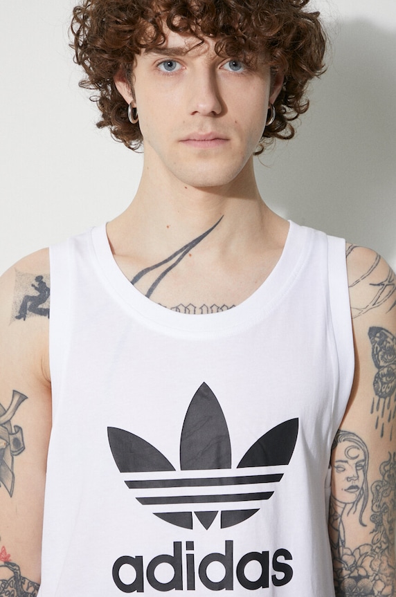 adidas Originals top bawełniany Adicolor Classics Trefoil Tank Top IA4808 biały