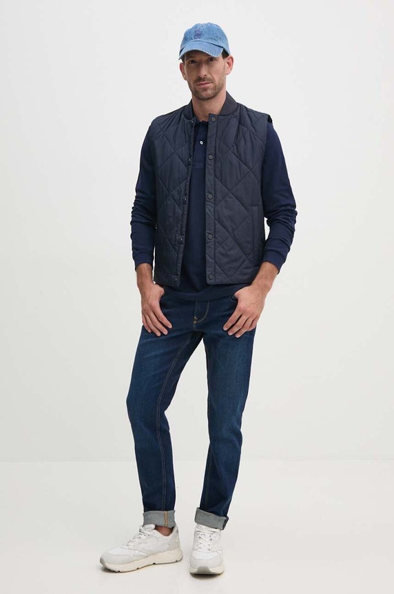 Bavlněné tričko s dlouhým rukávem Lacoste L1312.166 námořnická modř AW25