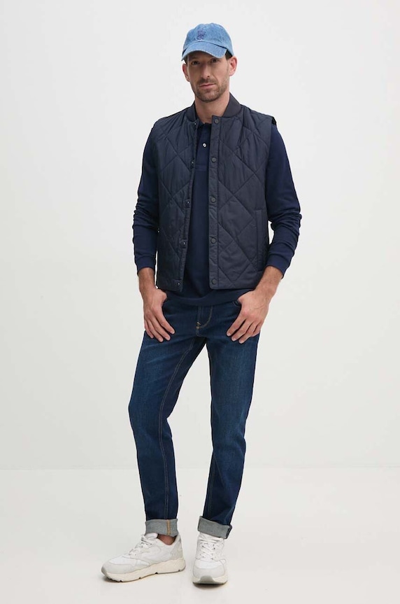 Bavlněné tričko s dlouhým rukávem Lacoste L1312.166 námořnická modř AW25