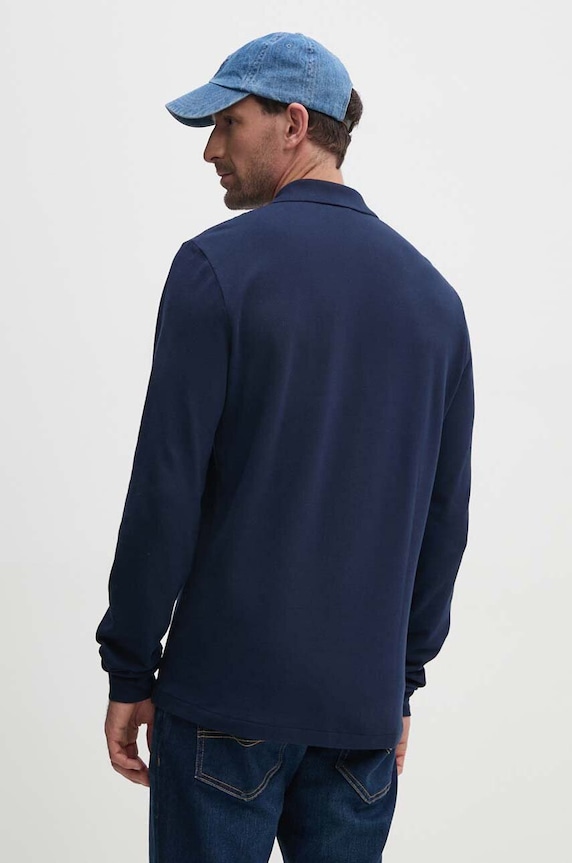 Oblečení Bavlněné tričko s dlouhým rukávem Lacoste L1312.166 námořnická modř