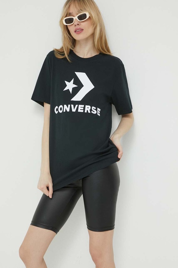 Converse tricou din bumbac 10025458.A02 negru SS23