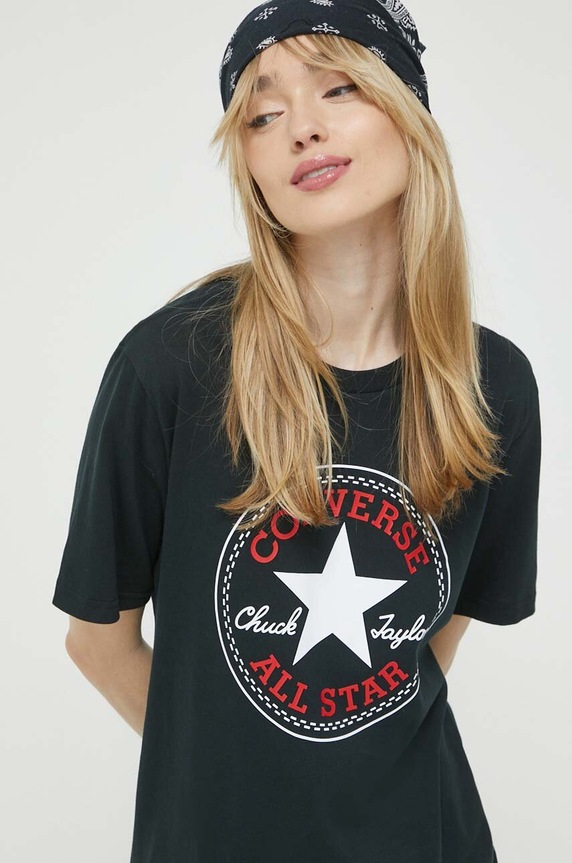 Converse tricou din bumbac 10025459.A01 negru