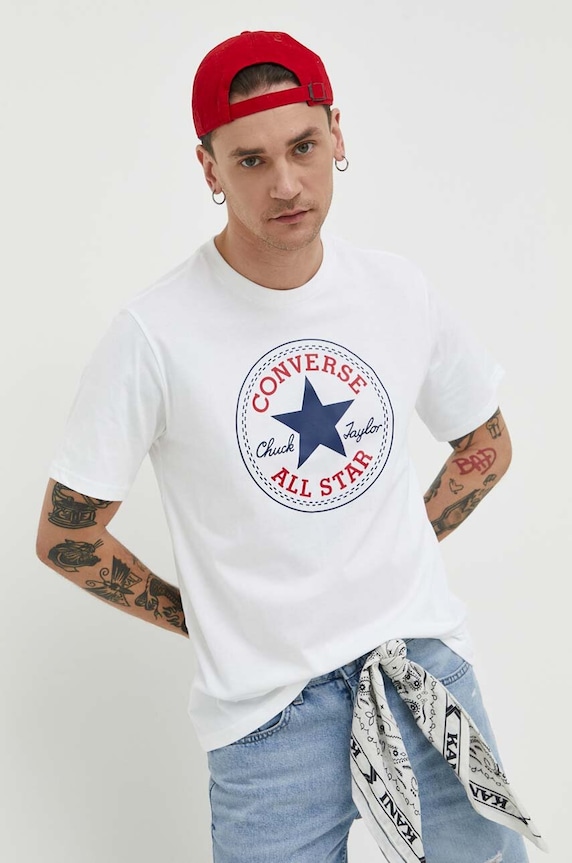 Converse tricou din bumbac 10025459.A03 alb SS25