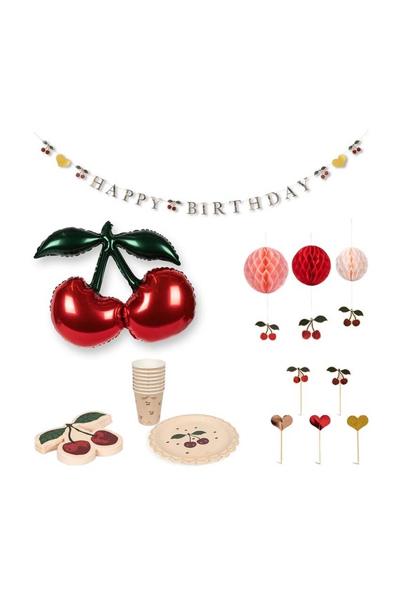 Konges Sløjd set di accessori per il compleanno rosso KS101149