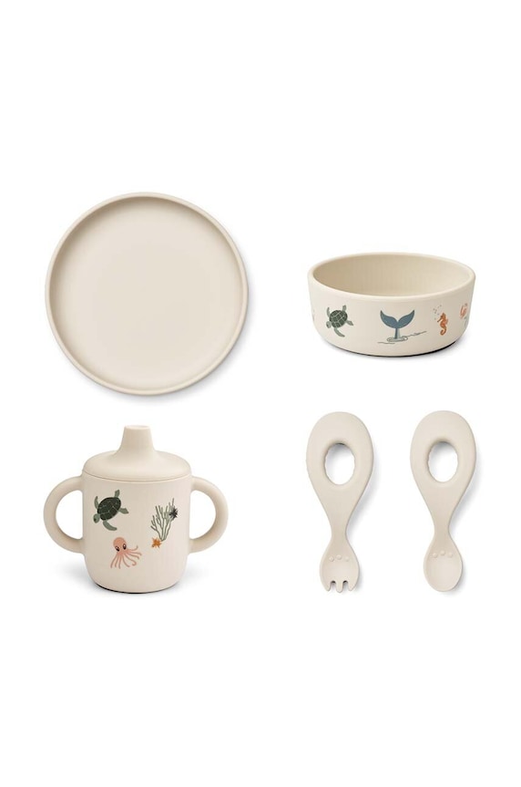 Detská súprava Liewood Ryle Printed Tableware Set LW18975 béžová AA00