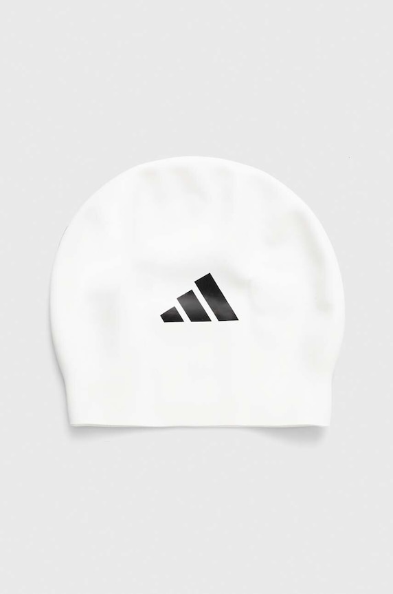Plavecká čiapka adidas Performance 3-Stripes biela IU1902
