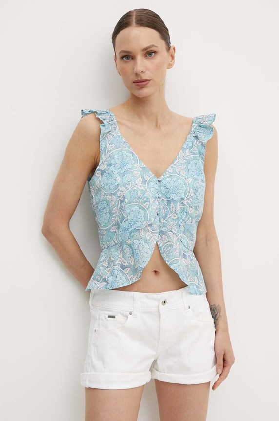 Bavlnený top Pepe Jeans EMILIA regular modrá PL304799